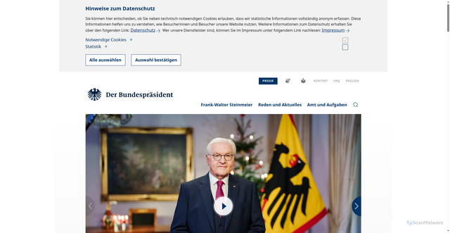 Security scan screenshot of https://www.bundespraesident.de/DE/startseite/startseite_node.html