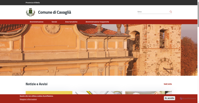 Security scan screenshot of https://www.comune.cavaglia.bi.it/