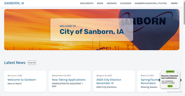 Security scan screenshot of https://www.sanborniowa.gov/