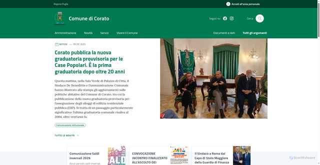 Security scan screenshot of https://www.comune.corato.ba.it/