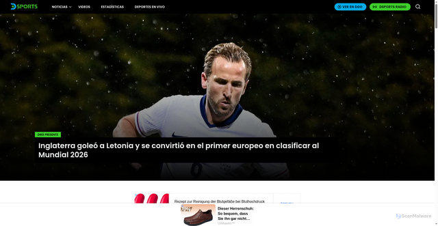 Security scan screenshot of https://www.directvsports.com/futbol/Inglaterra-goleo-a-Letonia-y-se-convirtio-en-el-primer-europeo-en-clasificar-al-Mundial-2026-20251014-0044.html