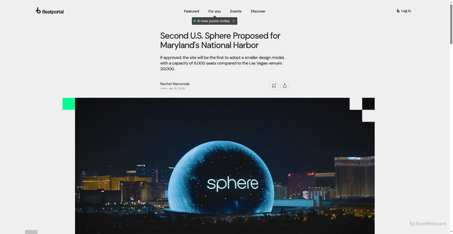 Security scan screenshot of https://www.beatportal.com/articles/1245055-second-us-sphere-proposed-for-marylands-national-harbor