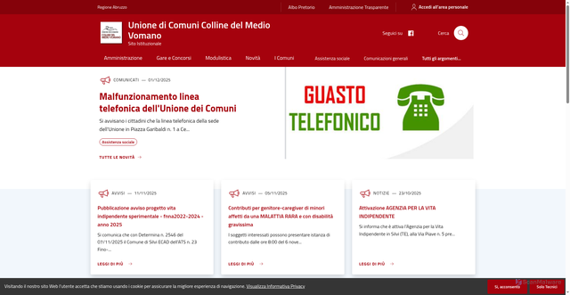 Security scan screenshot of https://www.unionecomunivomano.it/