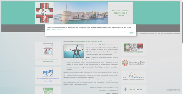 Security scan screenshot of https://www.ordinefarmacistita.it/