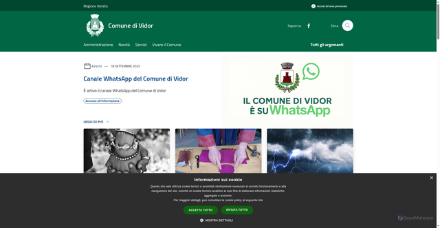 Security scan screenshot of https://www.comune.vidor.tv.it/it