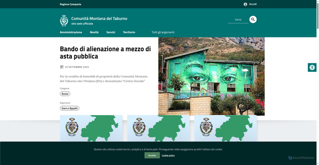 Security scan screenshot of https://comunitamontanataburno.it/