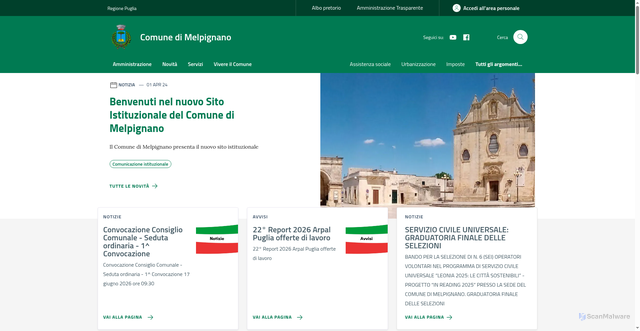 Security scan screenshot of https://www.comune.melpignano.le.it