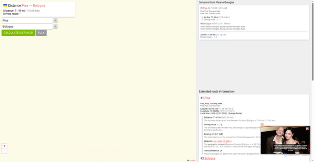 Security scan screenshot of https://www.distance.to/Pisa/Bologna