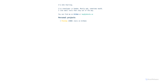 Security scan screenshot of https://johnste.se