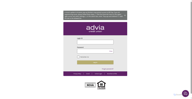 Security scan screenshot of https://secure.adviacu.org
