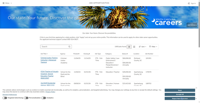 Security scan screenshot of https://www.governmentjobs.com/careers/sc
