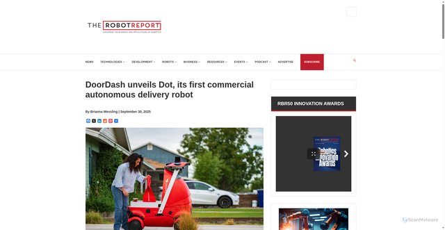 Security scan screenshot of https://www.therobotreport.com/doordash-unveils-dot-its-first-commercial-autonomous-delivery-robot/