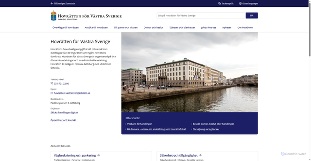 Security scan screenshot of https://www.vastrahovratten.domstol.se