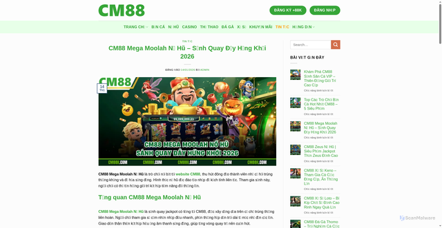 Security scan screenshot of https://cm88pro.com/cm88-mega-moolah-no-hu/