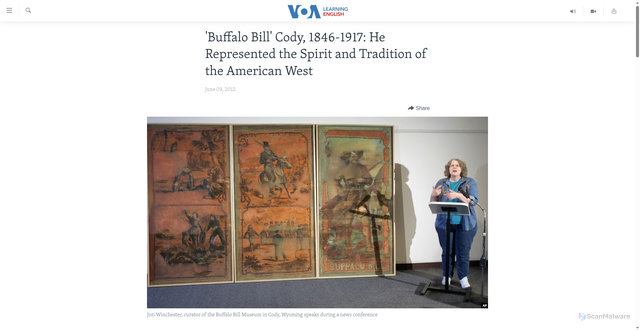 Security scan screenshot of https://learningenglish.voanews.com/a/buffalo-bill-cody-represented-the-spirit-and-tradition-of-america/1205439.html
