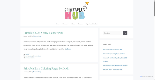 Security scan screenshot of https://printableshub.com