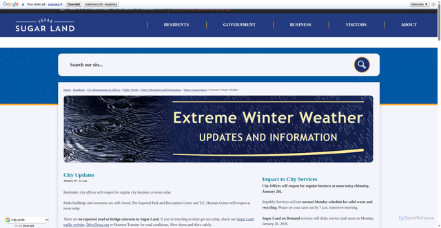 Security scan screenshot of https://www.sugarlandtx.gov/722/Extreme-Winter-Weather