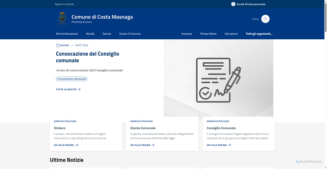 Security scan screenshot of https://comune.costamasnaga.lc.it/