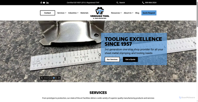 Security scan screenshot of https://verdugotool.com