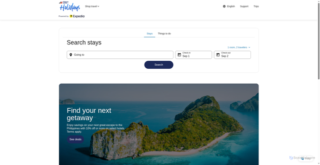 Security scan screenshot of https://ph.holidays.philippineairlines.com