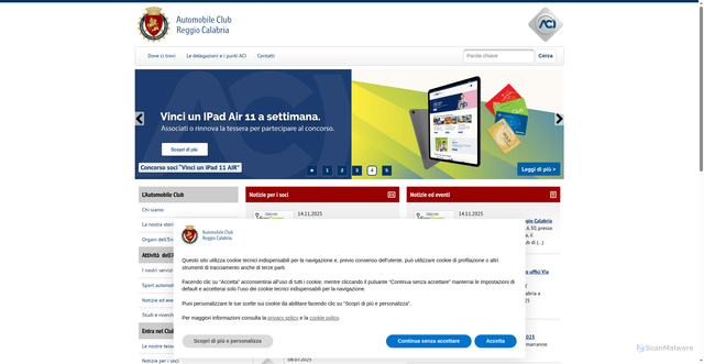 Security scan screenshot of https://reggiocalabria.aci.it/