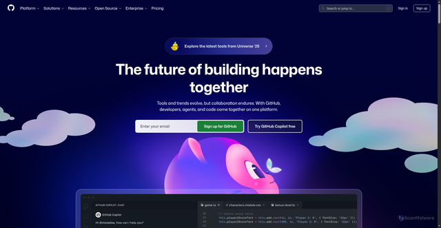 Security scan screenshot of https://www.github.com