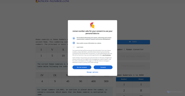 Security scan screenshot of https://roman-number.com
