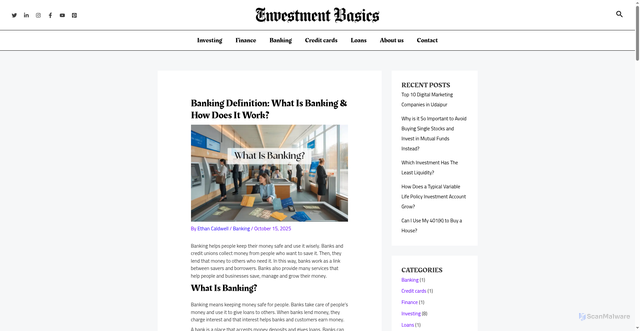 Security scan screenshot of https://investmentbasics.us/banking/