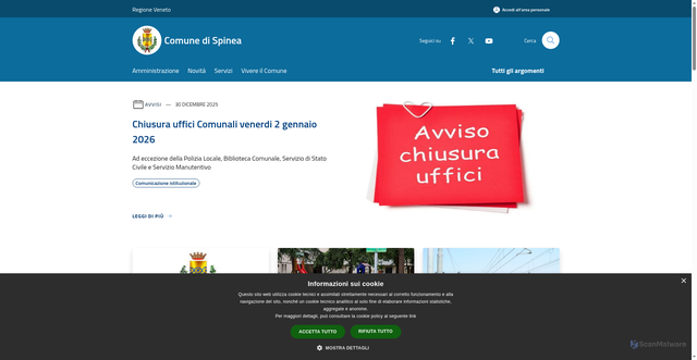 Security scan screenshot of https://www.comune.spinea.ve.it/it