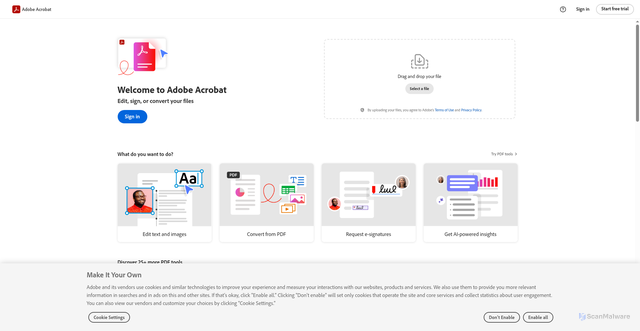 Security scan screenshot of https://adobecancelledaccountschannel.na1.documents.adobe.com