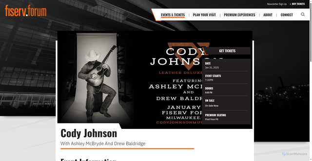 Security scan screenshot of https://www.fiservforum.com/events/detail/cody-johnson