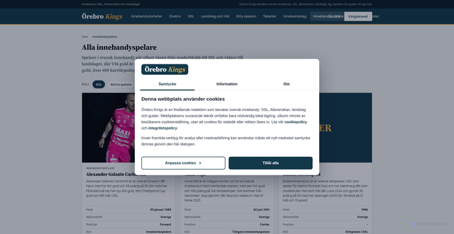 Security scan screenshot of https://orebrokings-se-825.pages.dev/innebandyspelare/