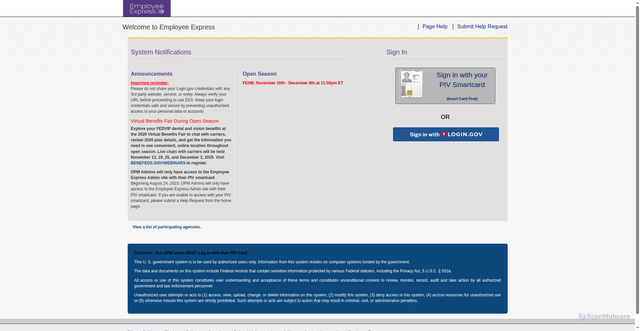 Security scan screenshot of https://employeeexpress.gov/