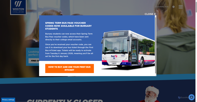 Security scan screenshot of https://www.weston.ac.uk/