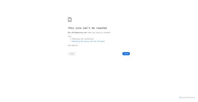 Security scan screenshot of https://dev.dialoguecorp.com