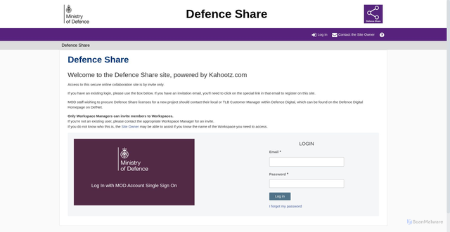 Security scan screenshot of https://defenceshare.mod.uk