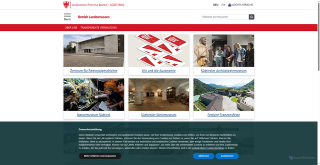 Security scan screenshot of https://azienda-musei.provincia.bz.it/