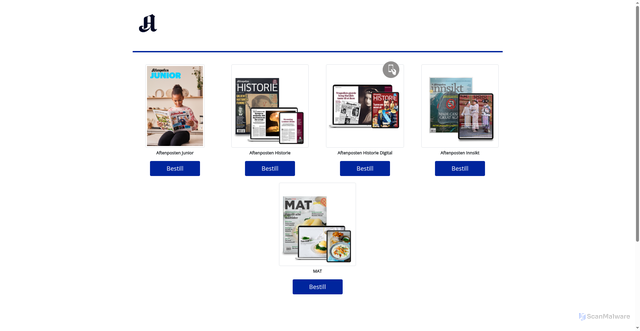 Security scan screenshot of https://order.aftenposten.no