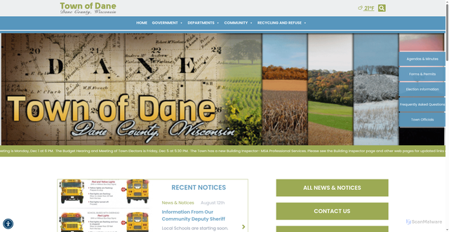 Security scan screenshot of https://townofdane.gov/