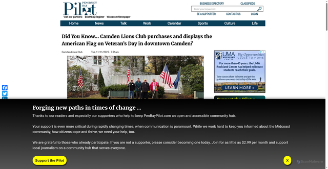 Security scan screenshot of https://www.penbaypilot.com/affiliate-post/did-you-know-camden-lions-club-purchases-and-displays-american-flag-veteran-s-day-0