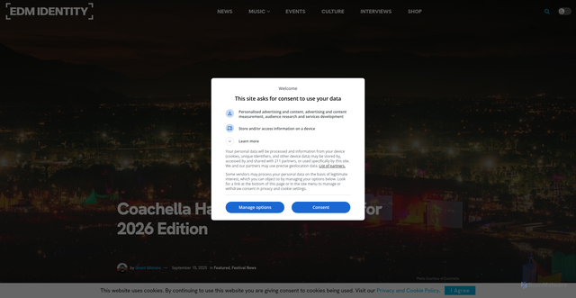 Security scan screenshot of https://edmidentity.com/2025/09/15/coachella-2026-lineup/