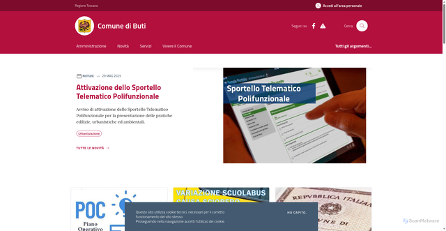 Security scan screenshot of https://www.comune.buti.pi.it/