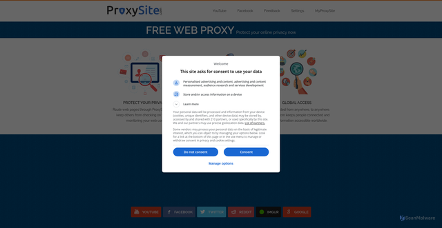 Security scan screenshot of https://us4.proxysite.com