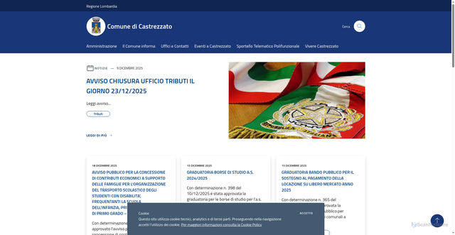 Security scan screenshot of https://www.comunecastrezzato.it/it