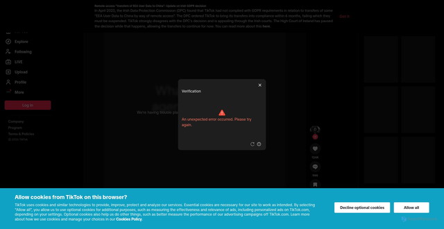 Security scan screenshot of https://vt.tiktok.com/ZS9c687pa/