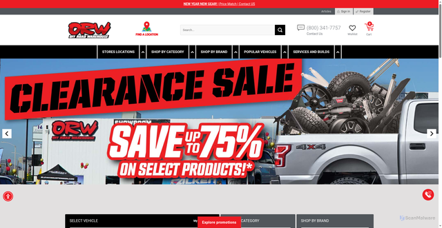 Security scan screenshot of https://offroadwarehouse.com