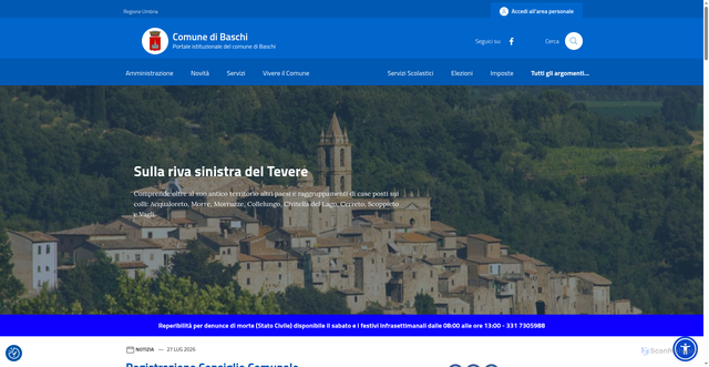 Security scan screenshot of https://www.comune.baschi.tr.it