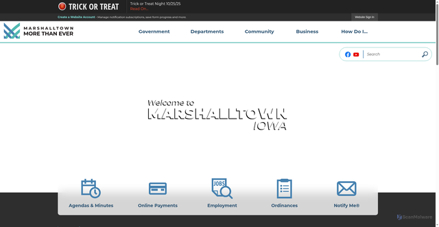 Security scan screenshot of https://marshalltown-ia.gov/