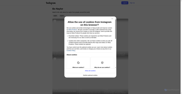 Security scan screenshot of https://www.instagram.com/popular/bo-naylor/