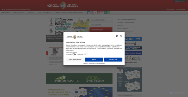 Security scan screenshot of https://www.regione.vda.it